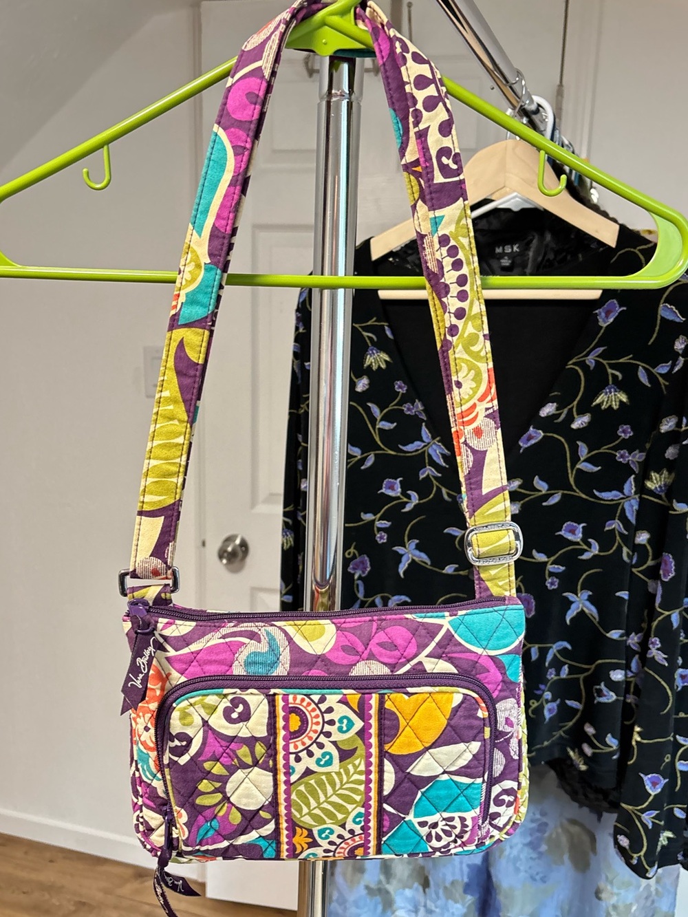 Vera Bradley purse, cosmetics bag, plus coin purse. Plum crazy crossbody hipster